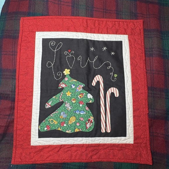 Other - Festive Christmas Quilt with Tree and Candy Cane Design